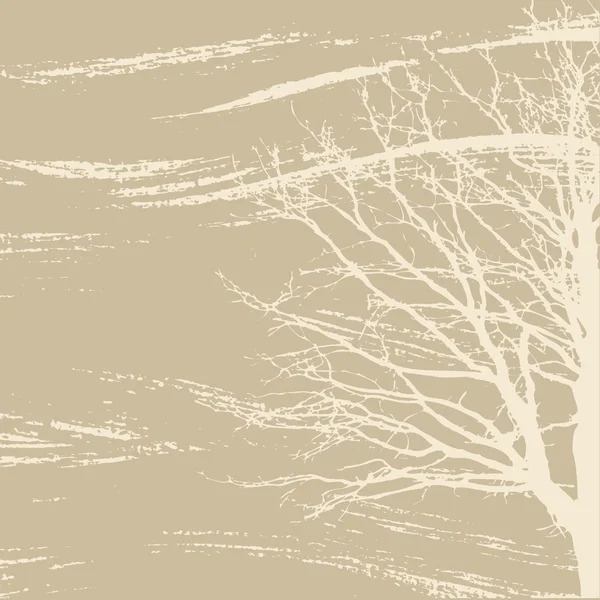 Silueta de árbol sobre fondo marrón, ilustración vectorial — Vector de stock