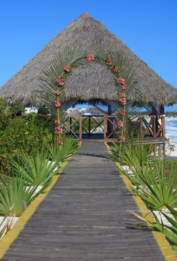 Wedding gazebo on the Caribbean coast. clipart