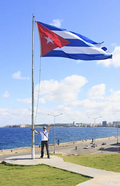 stock image Man with a flag of Cuba