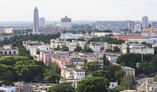 Architecture in Vedado district of Havana. Cuba. View from the top.