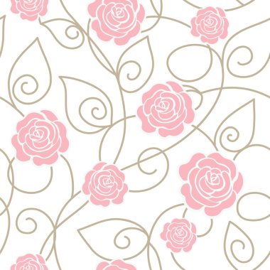 Seamless floral pattern with roses clipart