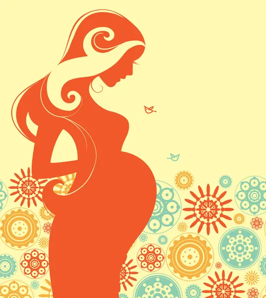 Fundo com silhueta de mulher grávida —  Vetores de Stock