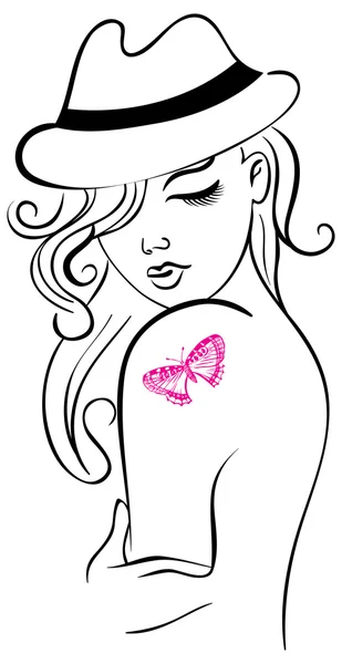 Mooi meisje met vlinder — Stockvector