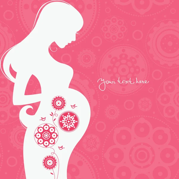 Background with silhouette of pregnant woman — Stock Vector