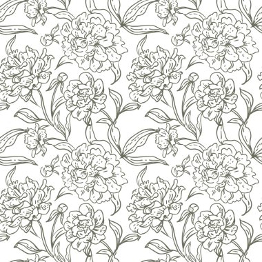 Peony seamless pattern clipart