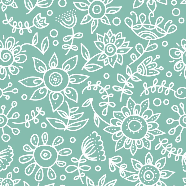 Dessin animé motif floral sans couture — Image vectorielle