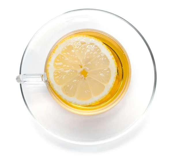 레몬 조각으로 차 한잔 — 스톡 사진