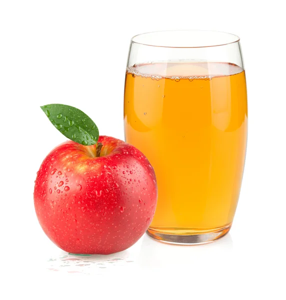 Apfelsaft im Glas und roter Apfel — Stockfoto