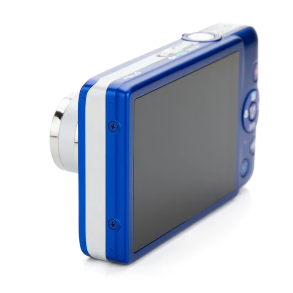 Blue compact camera. Rear view — Stock Photo, Image