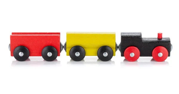 Holzspielzeug farbige Eisenbahn — Stockfoto