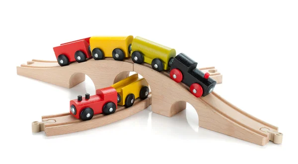 Ahşap oyuncak tren renkli — Stok fotoğraf