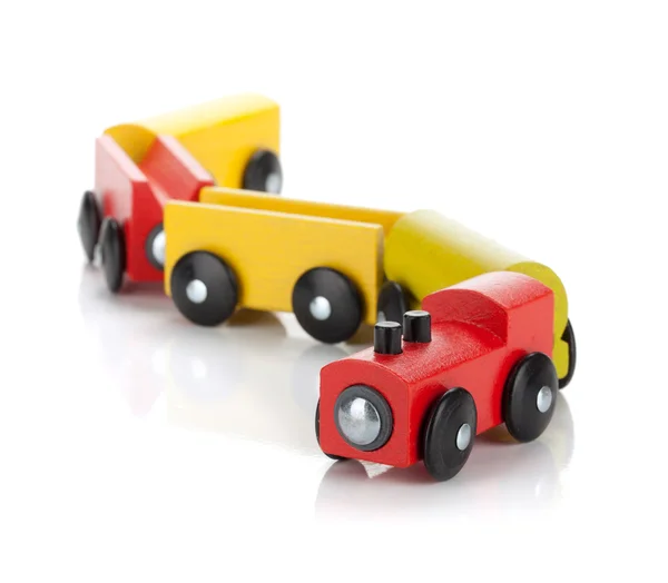 Wooden toy colored train — Stock Photo, Image