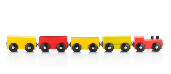 Zabawki drewniane, kolorowy pociąg — Zdjęcie stockowe