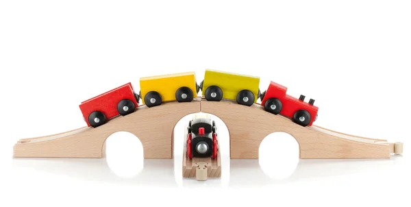 Houten speelgoed treinen — Stockfoto