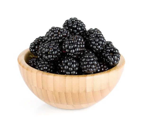Blackberry in wooden bowl — Stock Photo, Image