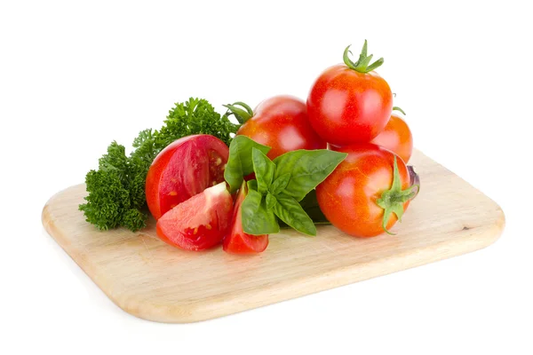 熟的西红柿、 罗勒、 荷兰芹 — 图库照片