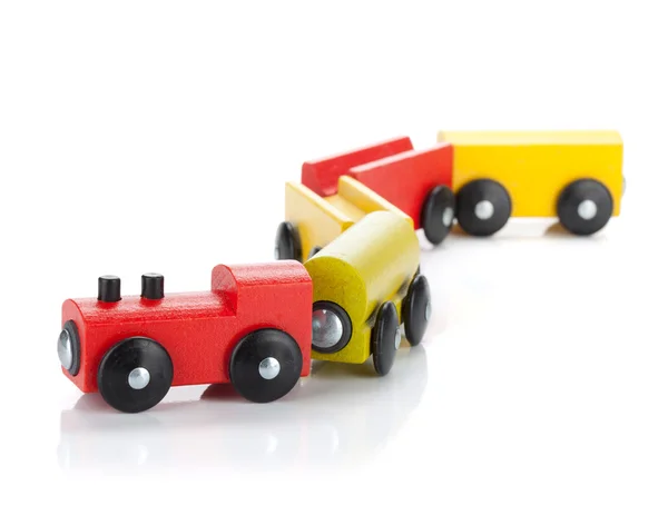 Houten speelgoed gekleurde trein — Stockfoto