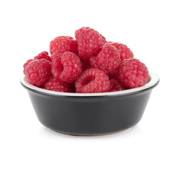 Ripe raspberry small bowl — Stock Photo, Image