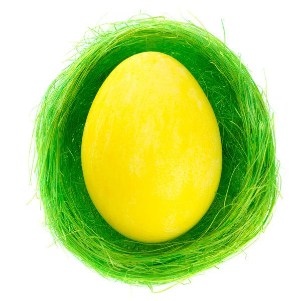 Huevo de Pascua en el nido aislado sobre fondo blanco —  Fotos de Stock