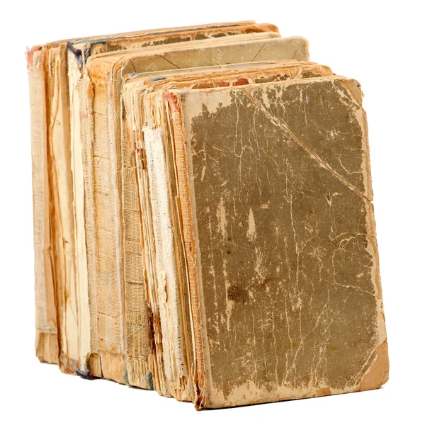 Livros antigos de forma e cor diferentes. Isolado em branco backgr — Fotografia de Stock