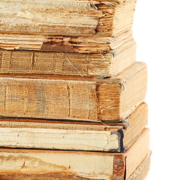 Alte Bücher unterschiedlicher Form und Farbe. isoliert auf weißem Backgr — Stockfoto