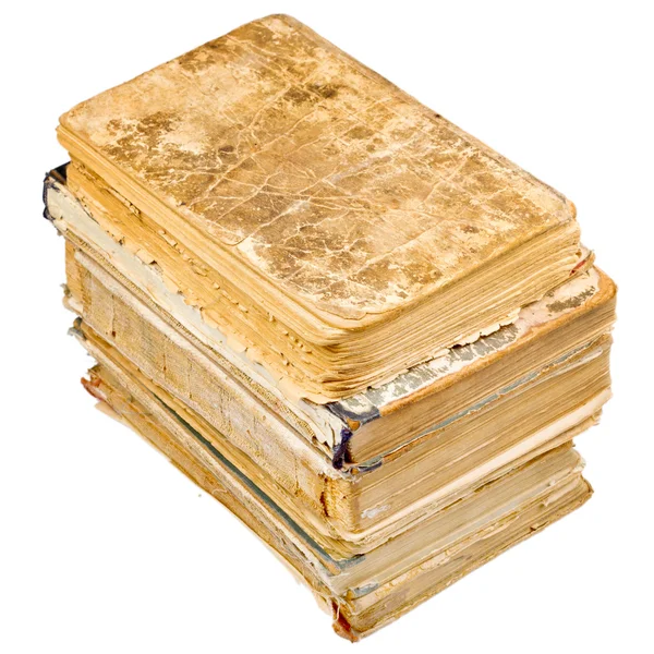 Livros antigos de forma e cor diferentes. Isolado em branco backgr — Fotografia de Stock