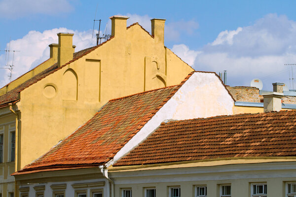 Red tile roof of Vilnius Old Town buildings