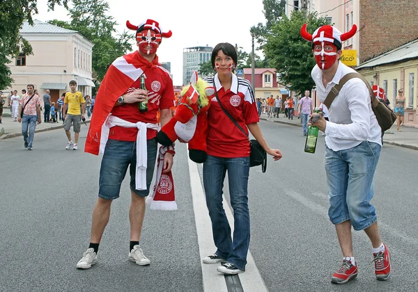 Fußballfans in Dänemark — Stockfoto