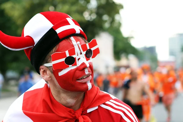 Denmark football fans — Stock Photo, Image