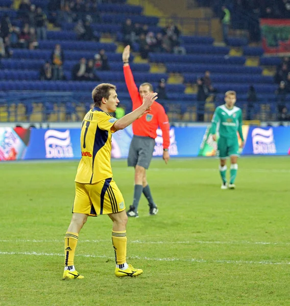 FK Metaliszt Harkiv vs FK Obolony Kijiv labdarúgó mérkőzés — Stock Fotó