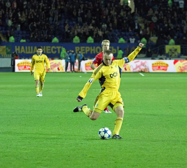 Metalist Kharkiv vs Metalurh Zaporizhya soccer match — стокове фото