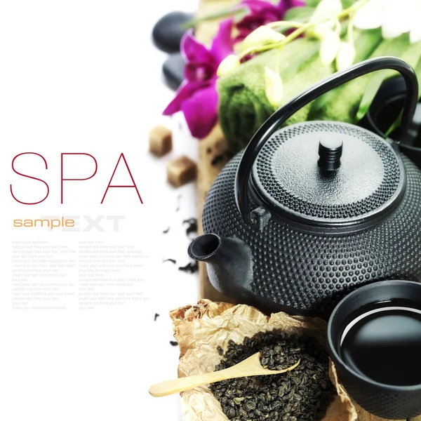 Set de té asiático y ajustes de spa — Foto de Stock