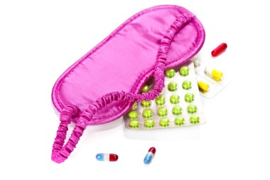 Sleeping mask and pills clipart