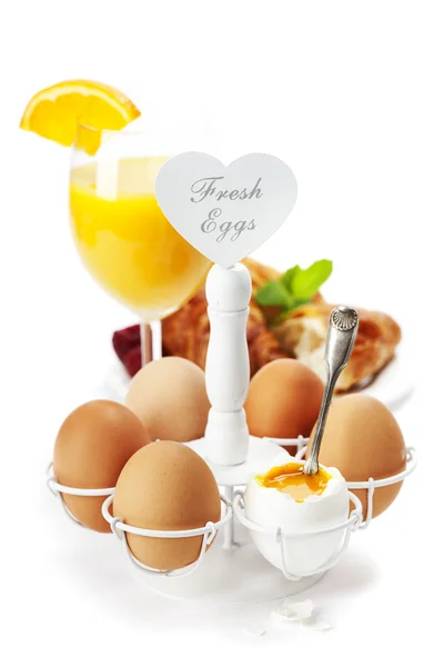 Fresh healthy breakfast with eggs — Stock Photo, Image