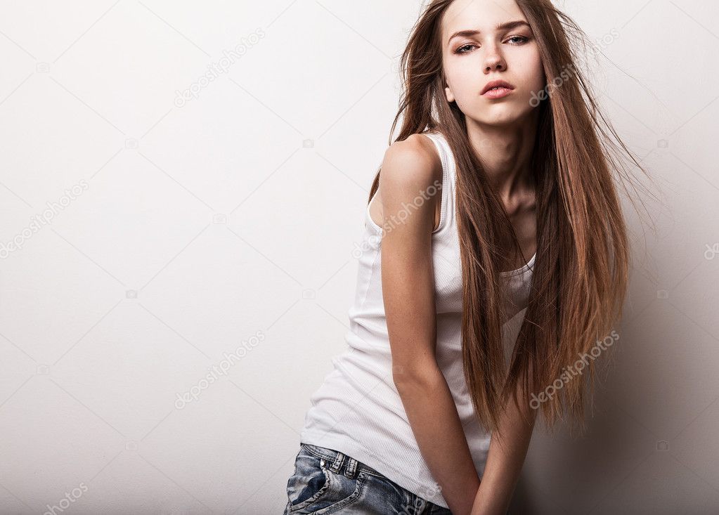 Female Standing Pose Studio Concept Stock Photo - Alamy