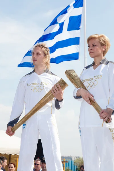 Салоніки вітає Олімпійського вогню — стокове фото