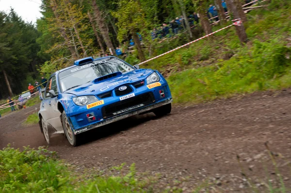 M. Cairns driving Subaru Impreza — Stock Photo, Image