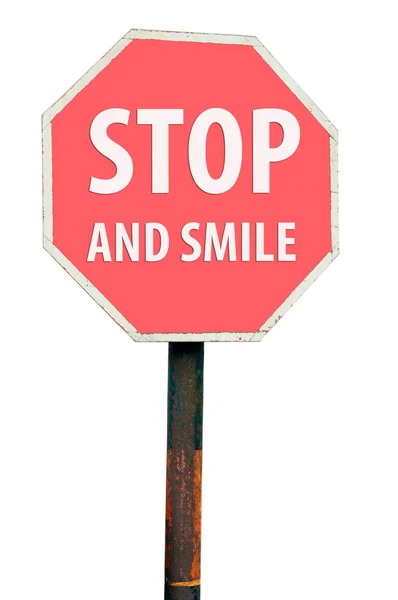 Pare e sorria sinal — Fotografia de Stock