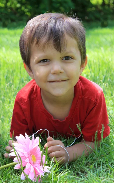 草の上の小さな男の子 — ストック写真