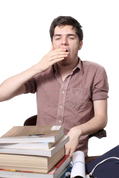 Tired male teen yawning — Stock Photo, Image
