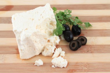 Feta cheese and olives clipart