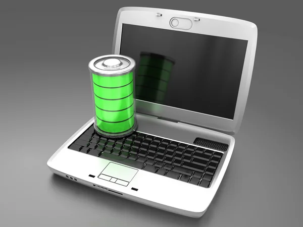 Baterię do ładowania w laptopie — Zdjęcie stockowe