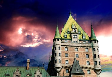 eski görüş quebec ve chateau frontenac, quebec, Kanada