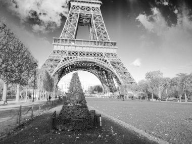 Architecture in Paris, Eiffel Tower and Champs de Mars clipart