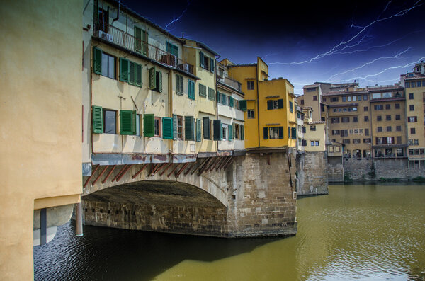 Side view of Old Bridge - Ponte Vecchio in Florence