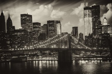 Manhattan, New York City - Black and White view of Tall Skyscrap clipart