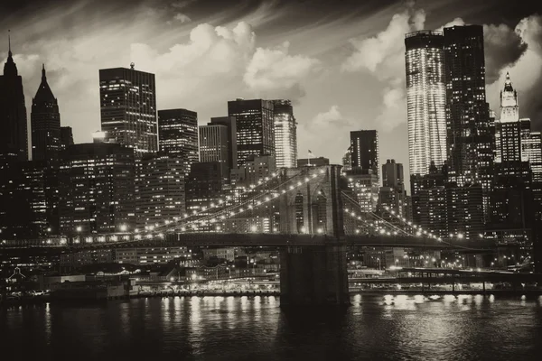 Manhattan, new york city - czarny i biały widok wysoki oko — Zdjęcie stockowe