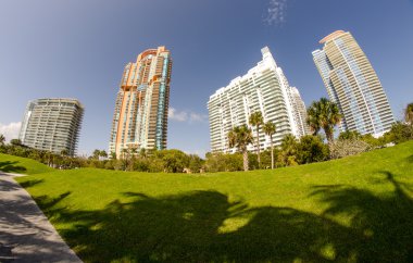 modern binalar bir güzel park ve doğa ile yürüme yolu