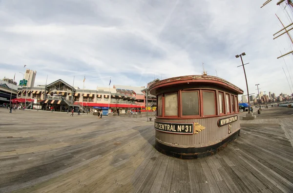 stock image Square of Pier 17 in Manhattan New York City - Fisheye view