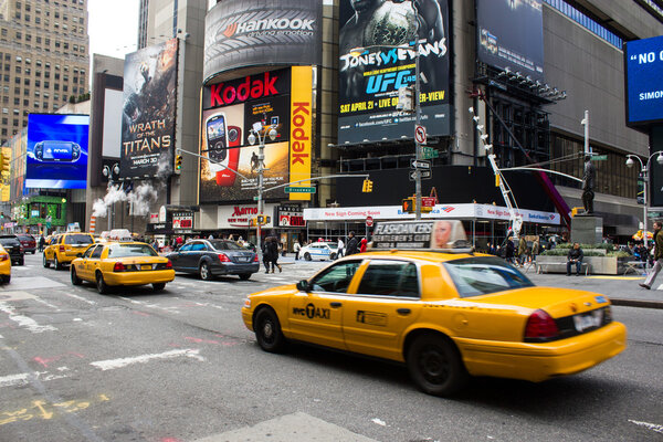 Yellow cabs on March 8, 2011 in New York